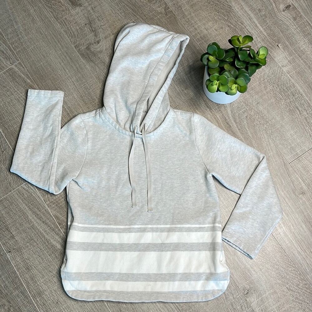 J. CREW Light Gray White Colorblock Long Sleeve Hoodie Pockets Women’s